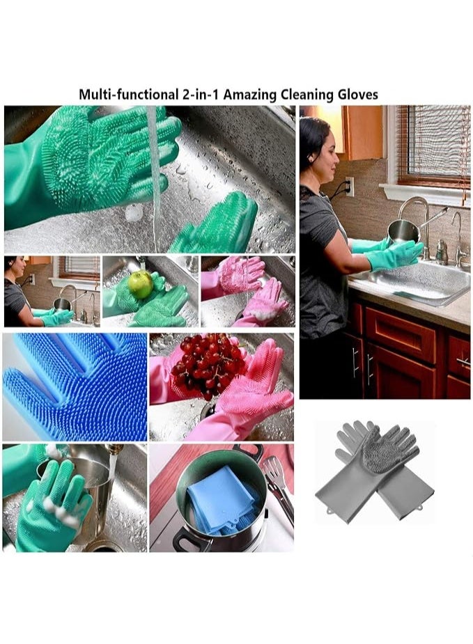 MITALOO Magic Dishwashing Cleaning Sponge Gloves Reusable Silicone Brush Scrubber Gloves - Image 4