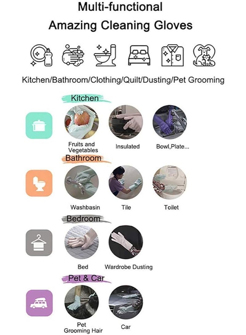 MITALOO Magic Dishwashing Cleaning Sponge Gloves Reusable Silicone Brush Scrubber Gloves - Image 3
