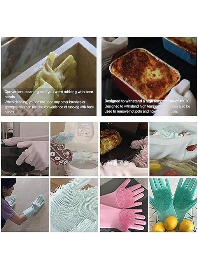 MITALOO Magic Dishwashing Cleaning Sponge Gloves Reusable Silicone Brush Scrubber Gloves - Image 2