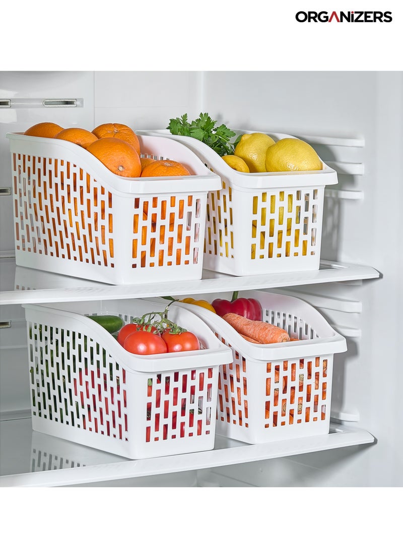 ORGANiZERS Set of Multi Purpose Plastic Storage Baskets 4 Pieces for Kitchen Bathroom and Office Organization - Image 2