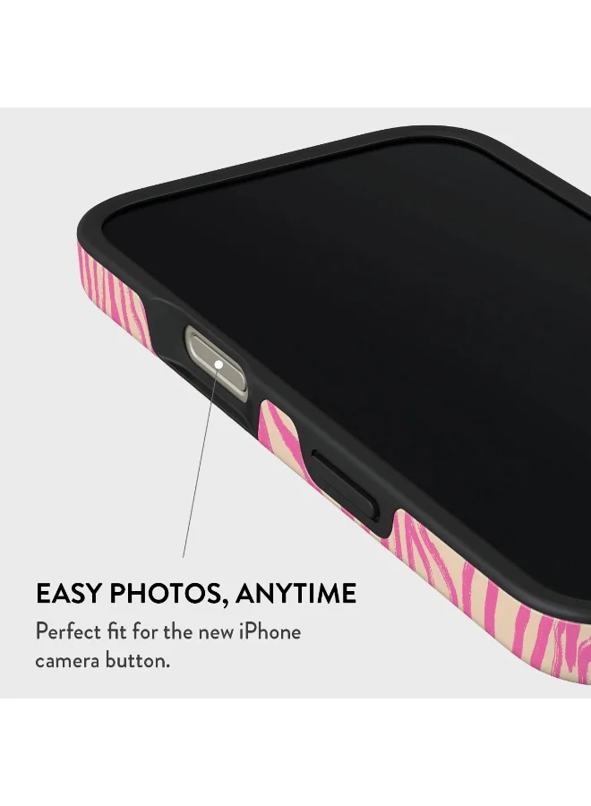 BURGA iPhone 16 Pro Max Case, 2 Piece Hard Shell + TPU Interior, Shock Absorption, All Port Accessible, Raised Bezel For Screen & Camera Protection, Never Fading HQ Print,Pink Shores