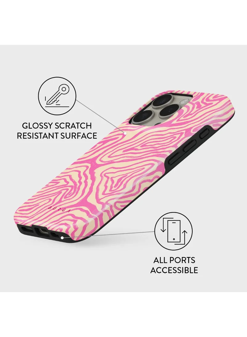 BURGA iPhone 16 Pro Max Case, 2 Piece Hard Shell + TPU Interior, Shock Absorption, All Port Accessible, Raised Bezel For Screen & Camera Protection, Never Fading HQ Print,Pink Shores