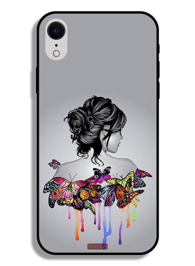 Tolwak Apple iPhone XR Protective Case Butterflies And Girl Abstract Art - Image 2