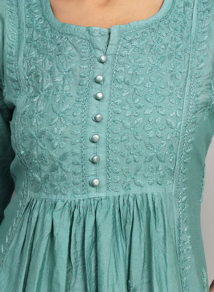 الايا كرتا شانديري قطن مطرز شيكانكاري - - Image 5