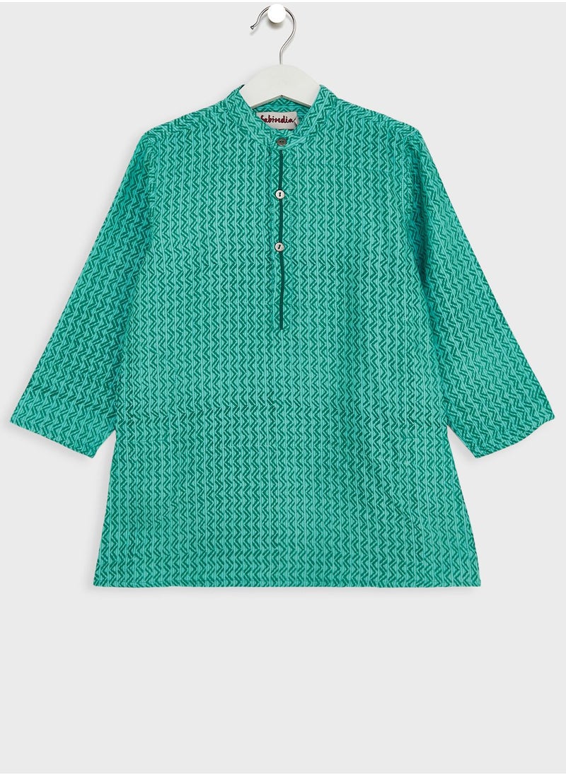 Fabindia - Kids Printed A-Line Long Kurta - Image 1