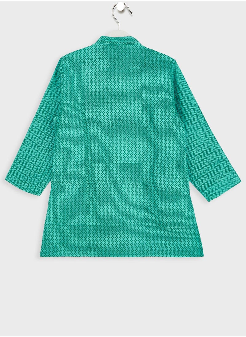 Fabindia - Kids Printed A-Line Long Kurta - Image 1