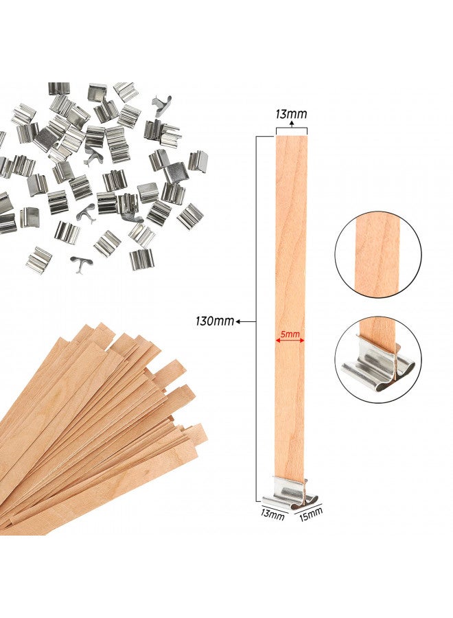NOOR Crackling Wooden Wicks for Candles - Pack of 50 Pcs 5.1 x 0.5 inch Wood Wicks with Metal Sustainers, EVA Stickers and Warning Labels - Eco-Friendly Wooden Candle Wick - Image 2