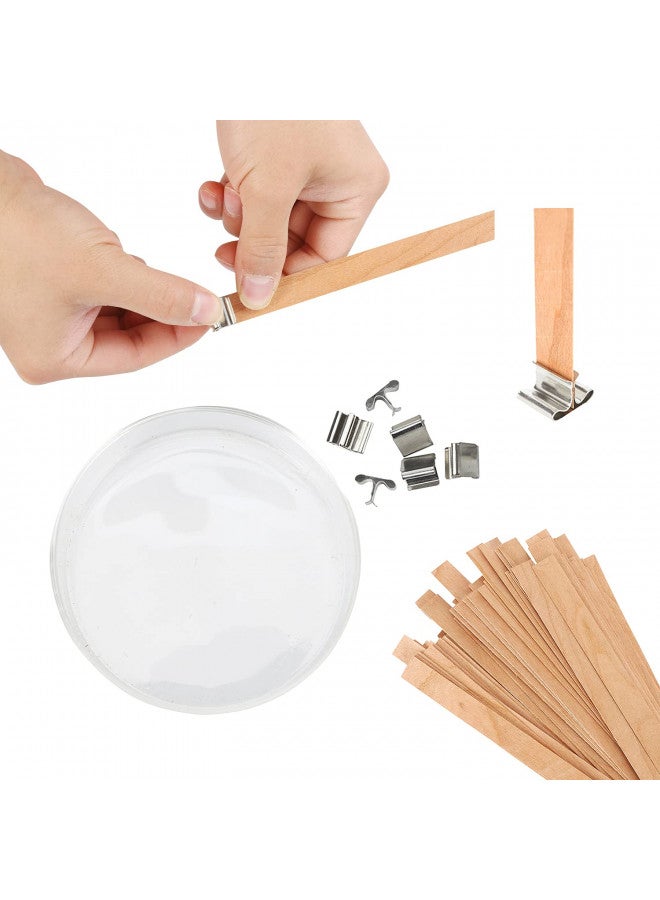 NOOR Crackling Wooden Wicks for Candles - Pack of 50 Pcs 5.1 x 0.5 inch Wood Wicks with Metal Sustainers, EVA Stickers and Warning Labels - Eco-Friendly Wooden Candle Wick - Image 3