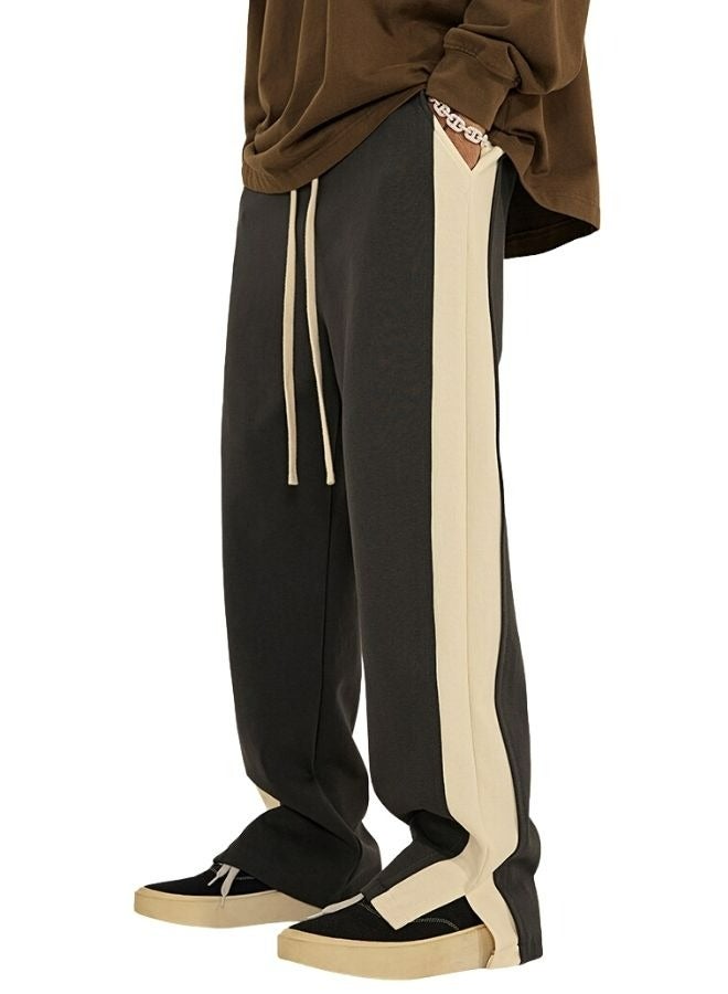 Mei Stylish Unisex Men's Womens Side Hem Split Straight Long Bottom Pant  - Image 1