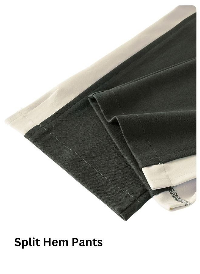 Mei Stylish - Unisex Men's Womens Side Hem Split Straight Long Bottom Pant - Image 1