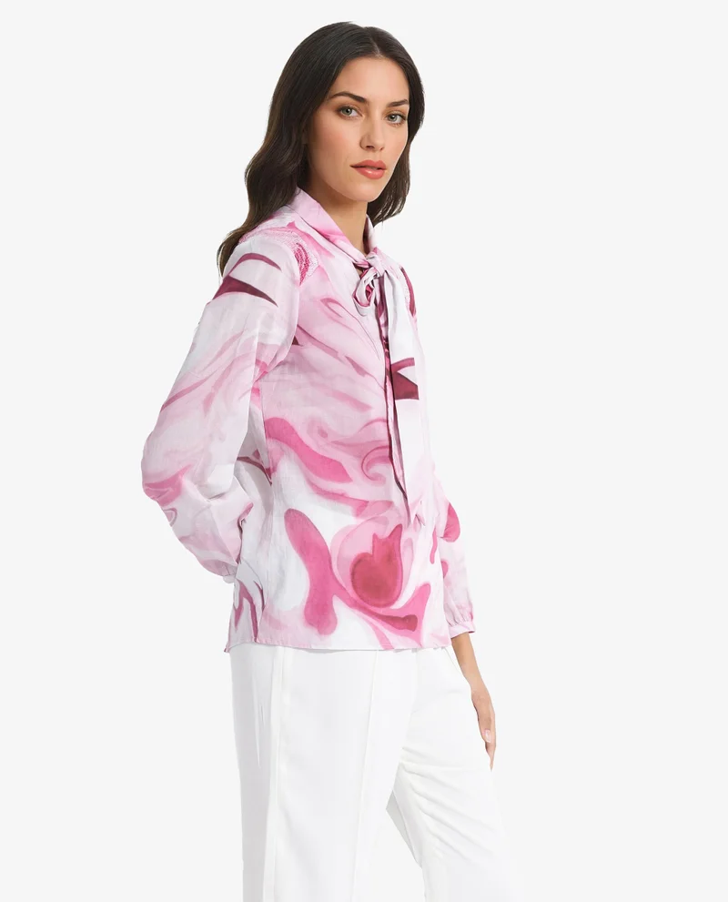 Rareism Women's Button Closure Abstract Print Top