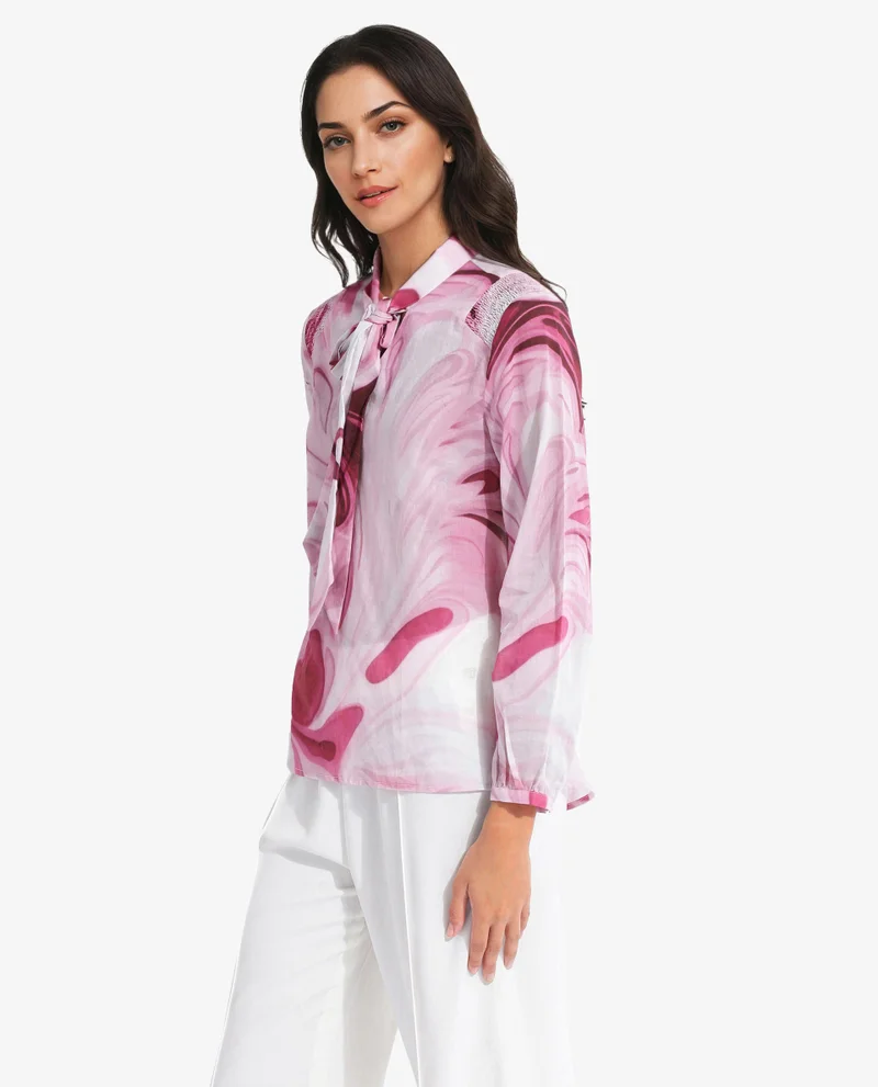Rareism Women's Button Closure Abstract Print Top