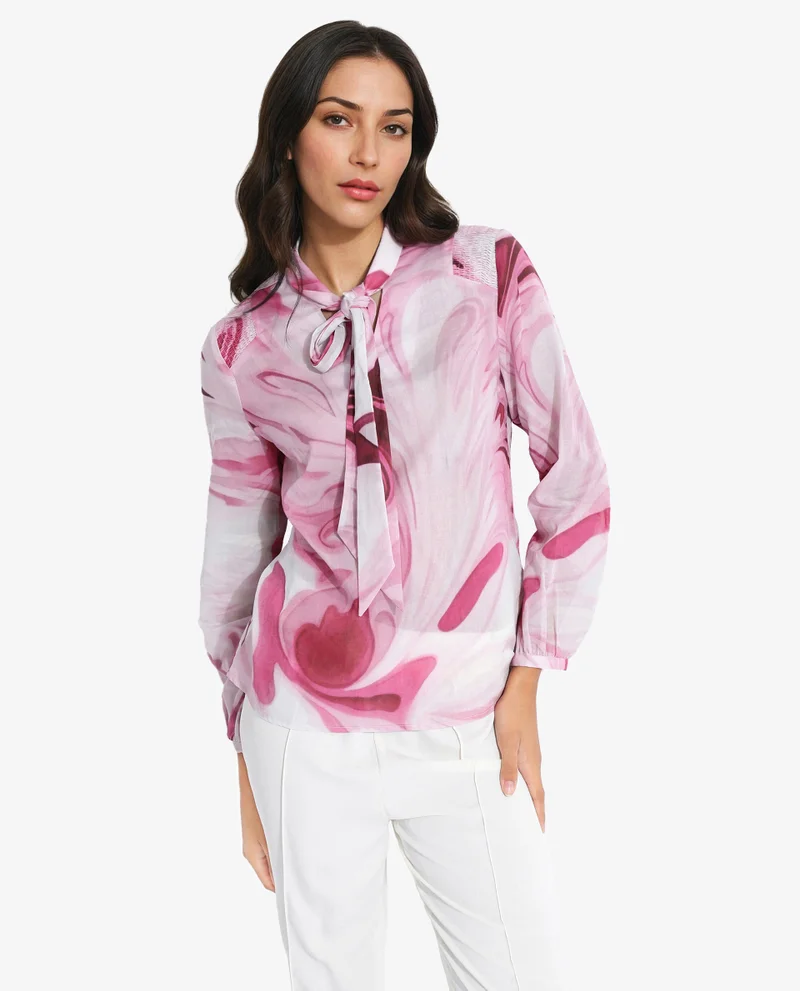 Rareism Women's Button Closure Abstract Print Top