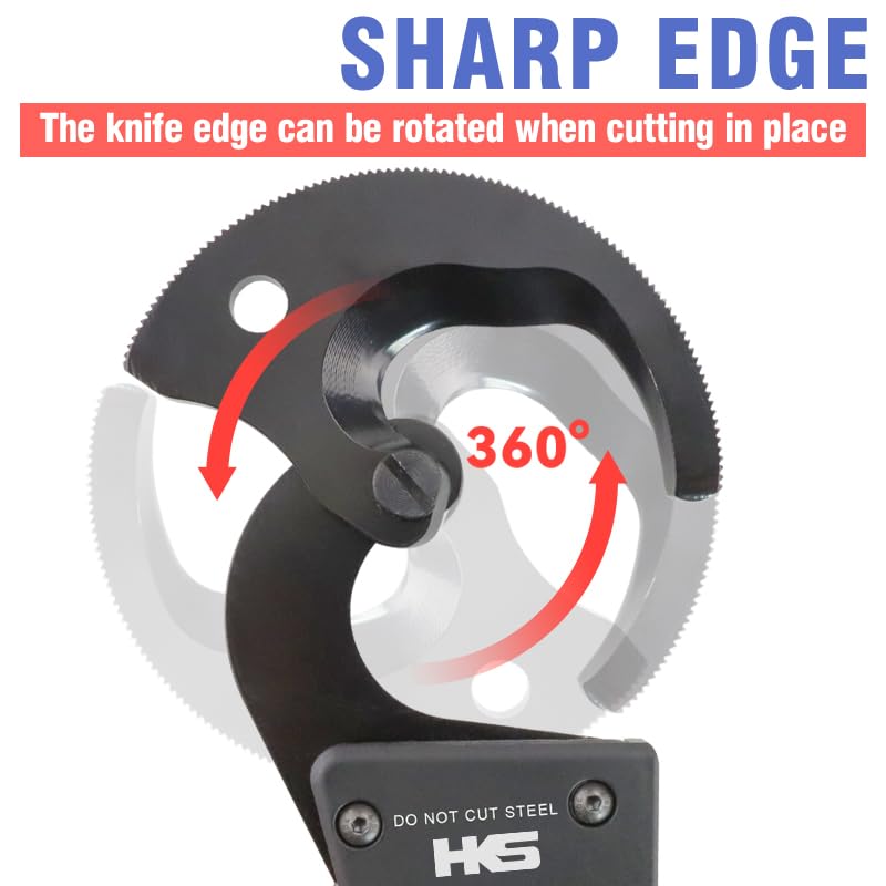 HKS Ratchet Cable Wire Cutter Heavy Duty for Cutting Electrical Aluminum Copper and Multi-core Cables up to 300mm² (AWG 600MCM) - Image 5