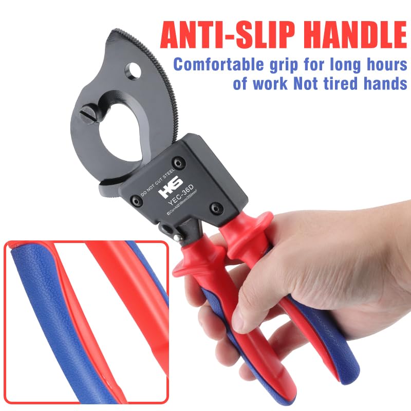 HKS Ratchet Cable Wire Cutter Heavy Duty for Cutting Electrical Aluminum Copper and Multi-core Cables up to 300mm² (AWG 600MCM) - Image 4