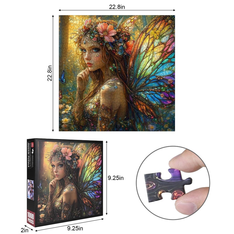 Lirches 1000pcs Fantasy Fairy Paper Puzzle - Vibrant Find Butterfly Wing Art, Large Puzzle Toy Adult Game Gift - Family Interactive Game Puzzle DIY Home Decoration Brain Challenge Gift - Image 2