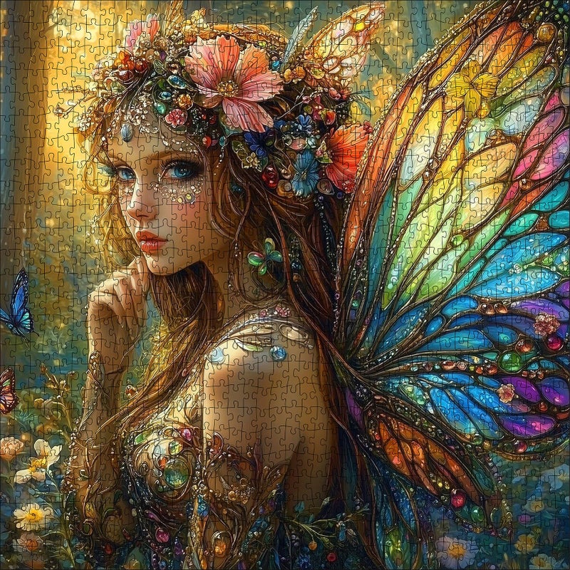 Lirches 1000pcs Fantasy Fairy Paper Puzzle - Vibrant Find Butterfly Wing Art, Large Puzzle Toy Adult Game Gift - Family Interactive Game Puzzle DIY Home Decoration Brain Challenge Gift - Image 1