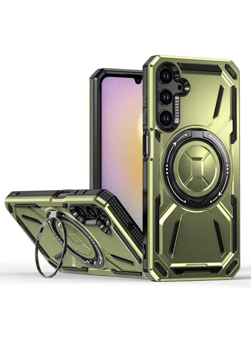 SHIELD EGYPT SHIELD EGYPT For Samsung Galaxy A14/A14 5G Armored II Series Mag-Safe Magnetic Holder Phone Case (Green)