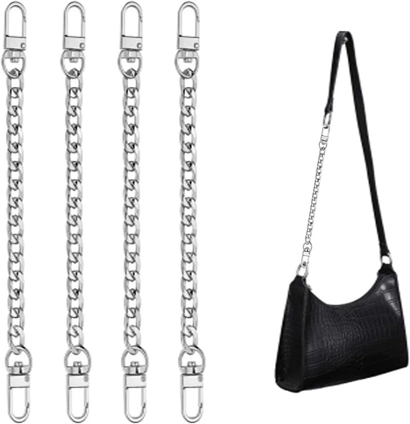 klarako4 Pieces Purse Chain Strap 7.9 Inch DIY Flat Chain Strap Purse Strap Extender Handle Bag Accessories Charms Decoration for Purse Handbags Shoulder Bag klarakoSilver - Image 2