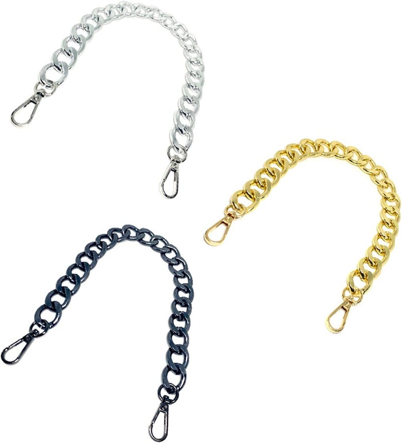 klarako4 Pieces Purse Chain Strap 7.9 Inch DIY Flat Chain Strap Purse Strap Extender Handle Bag Accessories Charms Decoration for Purse Handbags Shoulder Bag klarakoSilver - Image 3