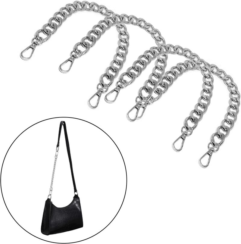 klarako4 Pieces Purse Chain Strap 7.9 Inch DIY Flat Chain Strap Purse Strap Extender Handle Bag Accessories Charms Decoration for Purse Handbags Shoulder Bag klarakoSilver - Image 1