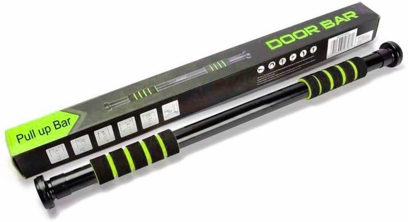 LAFILLETTE Stainless Steel Multipurpose Indoor Gym Pull up Chin Ups Door Bar (Black and Green) - Image 1