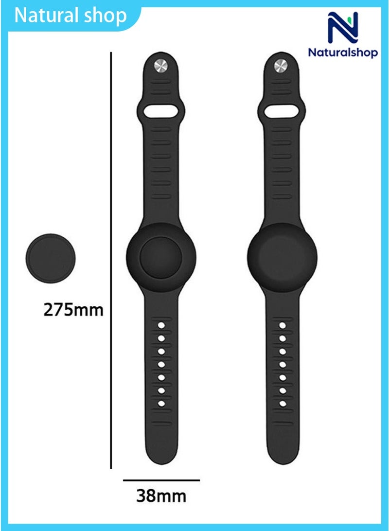 naturalshop Kids Waterproof Airtag Bracelet Compatible with Apple AirTag - Hidden Silicon Protective Case for Air Tag GPS Tracker Holder - Adjustable Anti-Lost Watch Band for Toddler Child (Black) - Image 2