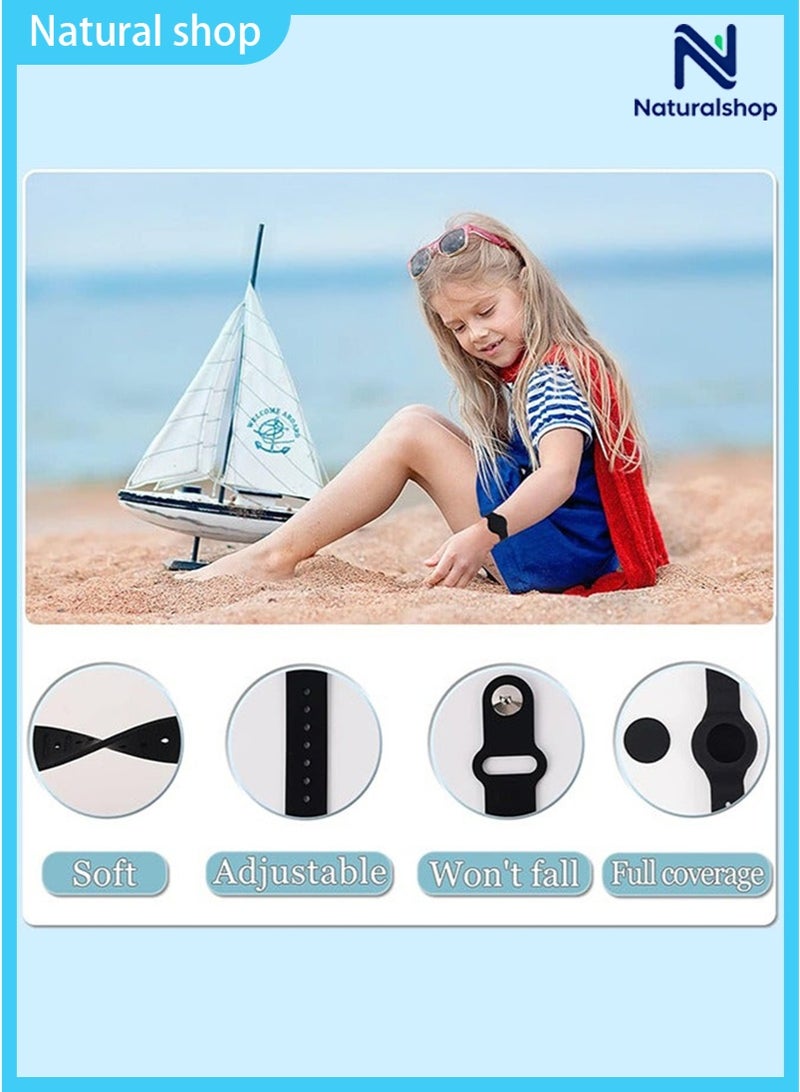 naturalshop Kids Waterproof Airtag Bracelet Compatible with Apple AirTag - Hidden Silicon Protective Case for Air Tag GPS Tracker Holder - Adjustable Anti-Lost Watch Band for Toddler Child (Black) - Image 3