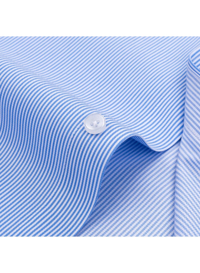 Firs Men's Long-sleeve Shirt, Pure Cotton Striped, Spring And Autumn Business Formal Wear, All-cotton, Blue Stripes, Size 44 - Image 1
