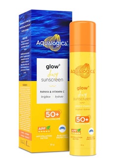 Aqualogica Aqualogica Glow+ Dewy Sunscreen SPF 50 PA++++ - Papaya & Vitamin C for Bright, Glowing Skin | UVA/B & Blue Light Protection, Anti-Pollution, No White Cast, Fragrance-Free - 50g  - Image 1