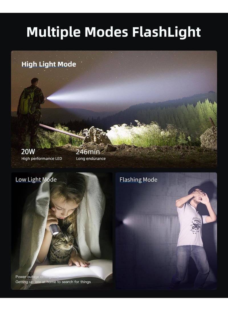 Philips Aluminium Alloy Long Range LED Rechargeable Flashlight | 1500 Lumens Ultra-Bright Beam | 400m Long Range | Stepless Dimming | Hidden Type-C Charging | IP55 Waterproof | Flashing & SOS Modes grey - Image 3