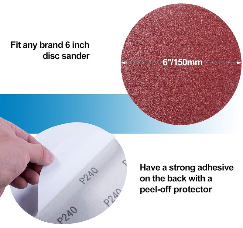 S SATC Premium PSA Sanding Discs 6 Inch 100 PCS 60 80 120 180 240 320 400 600 800 1000 Grit Aluminum Oxide Self Stick Adhesive Sanding Discs for Random Orbital Sander and Belt Disc Sander - Image 4
