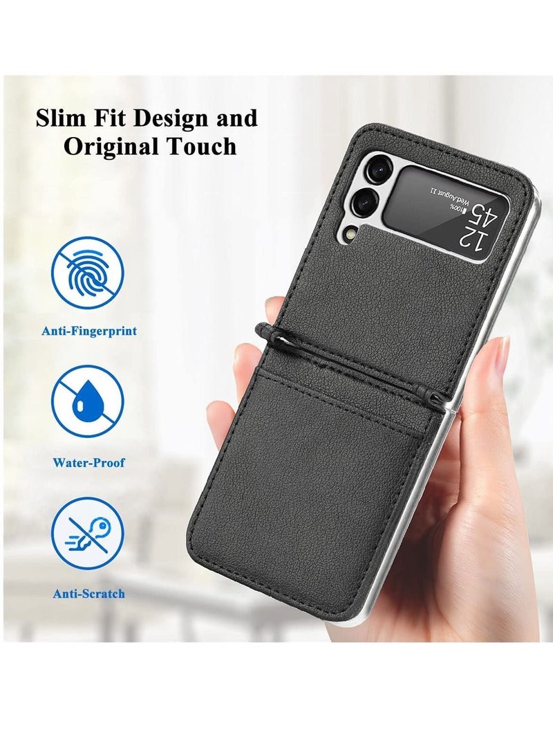 Y&D Case for Samsung Galaxy Z Flip 3, Wallet Slim Case, Premium Leather with Card Holder Slot 3 5G (Black)  - Image 4