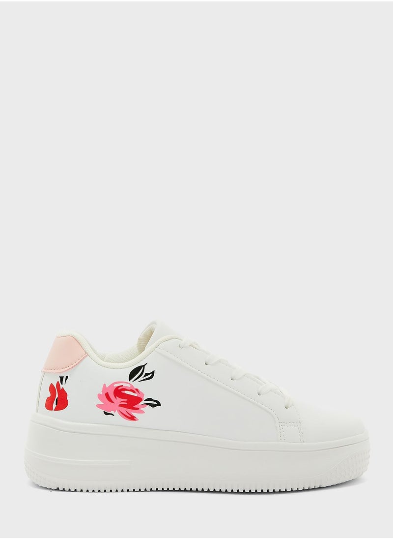Ginger - Flower Print Stacked Sneaker - Image 1