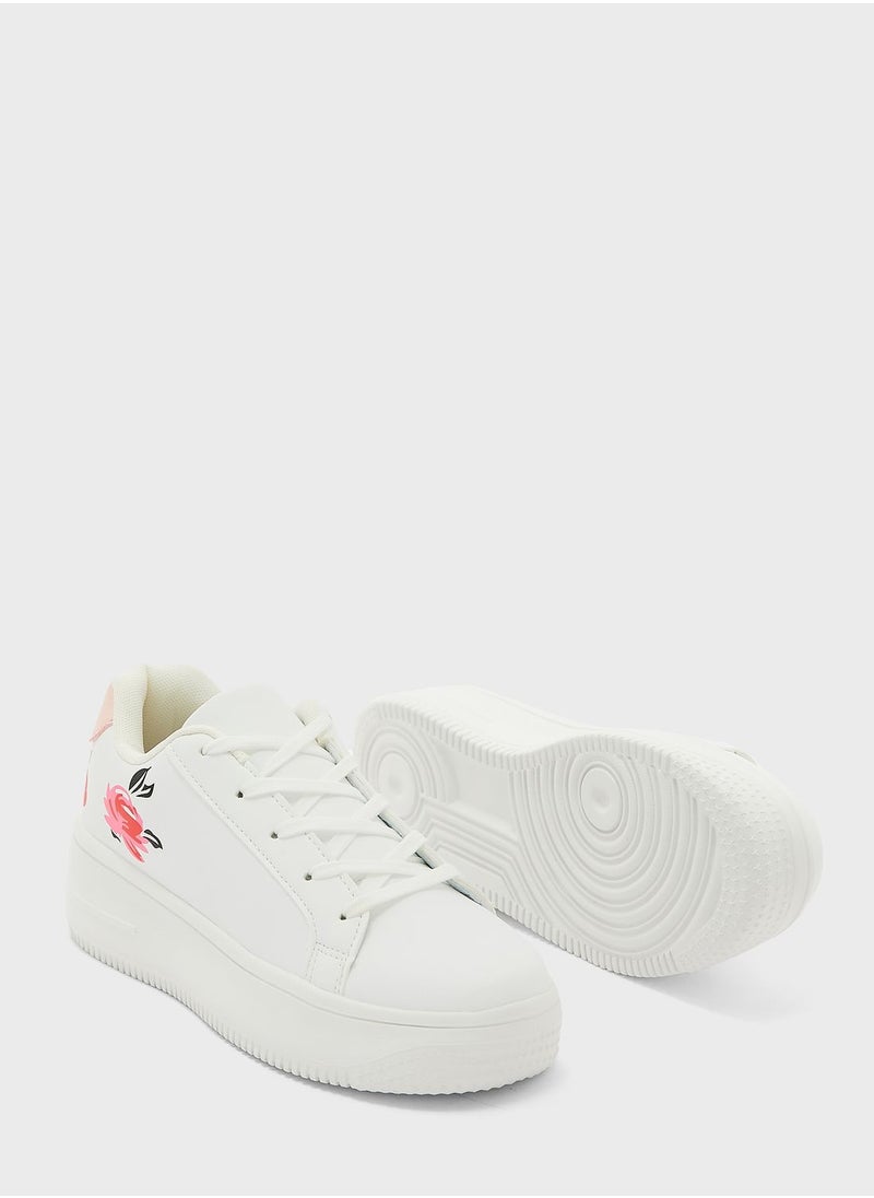 Ginger - Flower Print Stacked Sneaker - Image 1