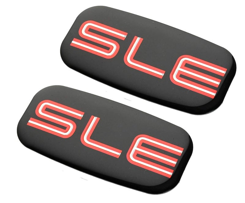 2X SLE Emblems 3D Nameplate Sticker Replacement for GMC Chevrolet Sierra Suburban Yukon 1500 2500 3500 15036134 RedBlack