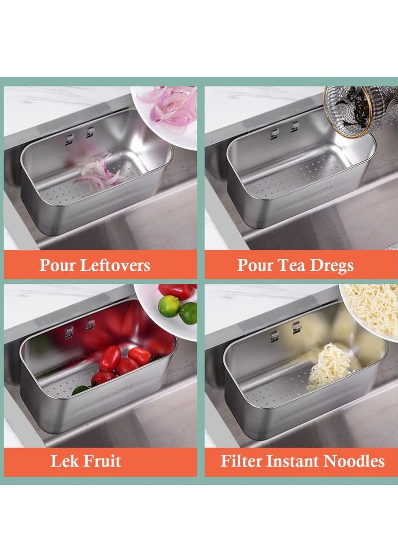 Excefore Stainless Steel Sink Strainer Basket,Multifunction Sink Strainer Kitchen Food Catcher for Filter Kitchen Waste and Wash Vegetables Fruits (square silver) - Image 2