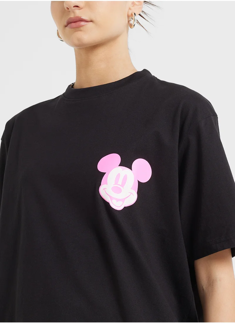Disney Mickey Oversize Front & Back Print T-Shirt