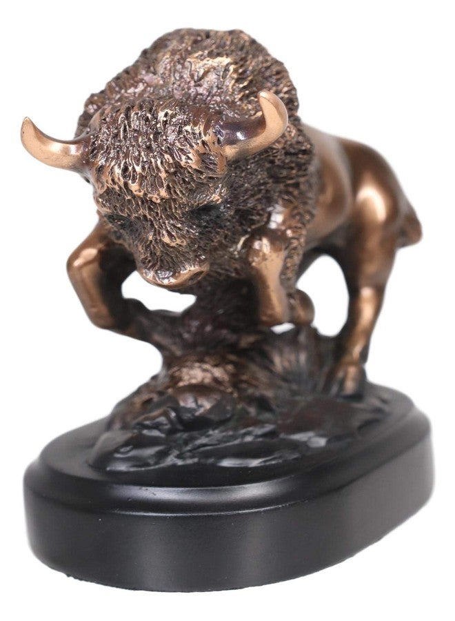 Ebros Gift Ebros Native Sacred Lightning Charging Bison Small Figurine in Bronze Electroplated Finish Resin with Trophy Base 3.5" Long Western Rustic Decor Bulls Buffaloes Statue - Image 3