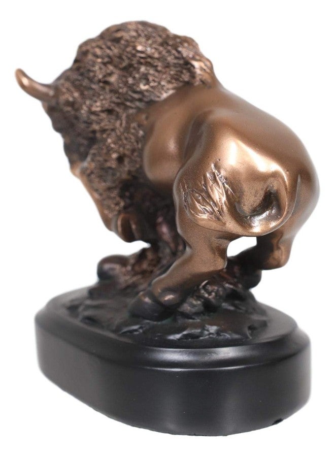 Ebros Gift Ebros Native Sacred Lightning Charging Bison Small Figurine in Bronze Electroplated Finish Resin with Trophy Base 3.5" Long Western Rustic Decor Bulls Buffaloes Statue - Image 4