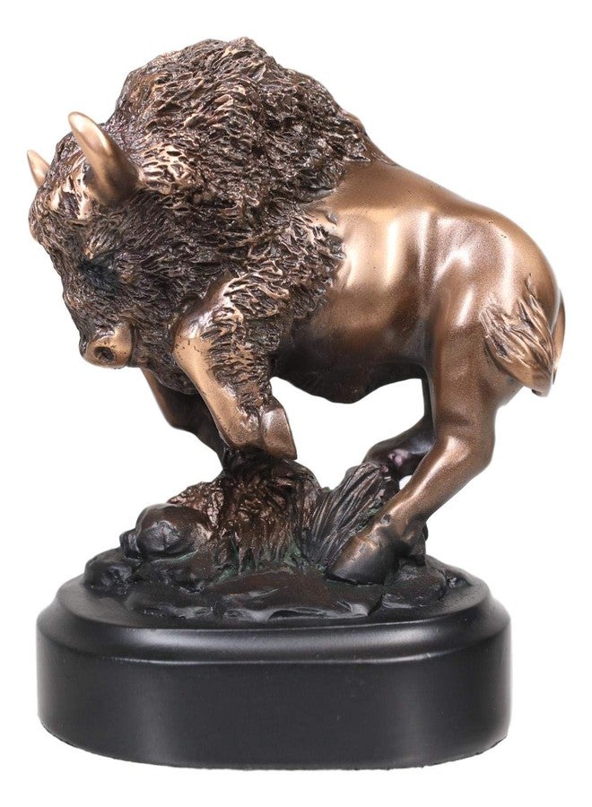 Ebros Gift Ebros Native Sacred Lightning Charging Bison Small Figurine in Bronze Electroplated Finish Resin with Trophy Base 3.5" Long Western Rustic Decor Bulls Buffaloes Statue - Image 2