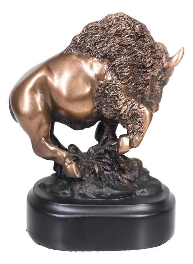 Ebros Gift Ebros Native Sacred Lightning Charging Bison Small Figurine in Bronze Electroplated Finish Resin with Trophy Base 3.5" Long Western Rustic Decor Bulls Buffaloes Statue - Image 5