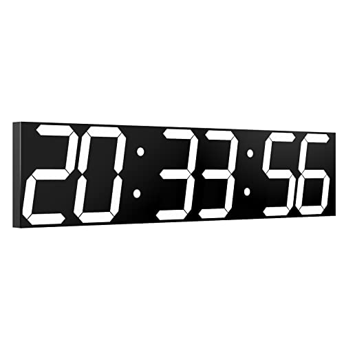 CHKOSDA Digital Wall Clock, Oversize Led Digital Clock with Auto Dimmer, Huge Countdown Timer with Remote Control, 27" Wide Led Display, 6 Digits, Wall Mount, Date and Temperature (White) - Image 1