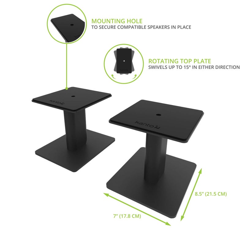 Kanto SP6HD Desktop Speaker Stands for Medium/Large Bookshelf Speakers & Mid-Size/Full-Size 4â€-7â€ Studio Monitors | 6" Tall | Black | Pair - Image 2