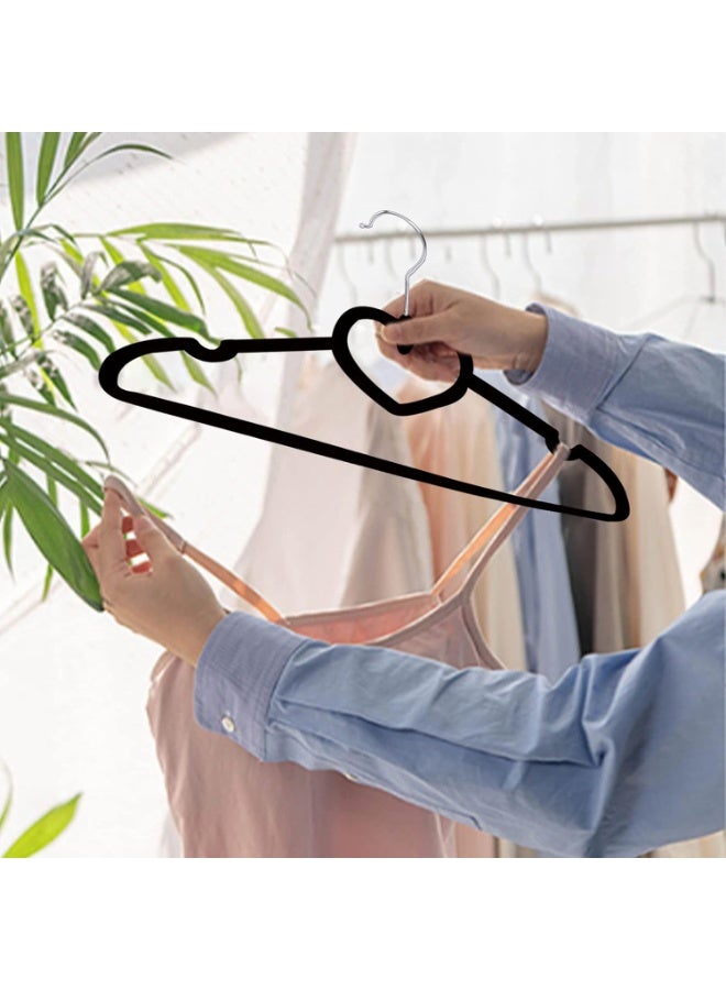 Set of 10 Velvet Hangers, Standard Non-Slip Heart-Shaped Clothes Hanger for Adults, 360 Degree Swivel Hooks, Felt Hangers, for Heavy Coats, Jackets, Office Suits, and Underwear, Black - Image 4