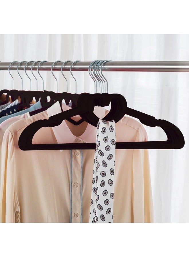 Set of 10 Velvet Hangers, Standard Non-Slip Heart-Shaped Clothes Hanger for Adults, 360 Degree Swivel Hooks, Felt Hangers, for Heavy Coats, Jackets, Office Suits, and Underwear, Black - Image 2