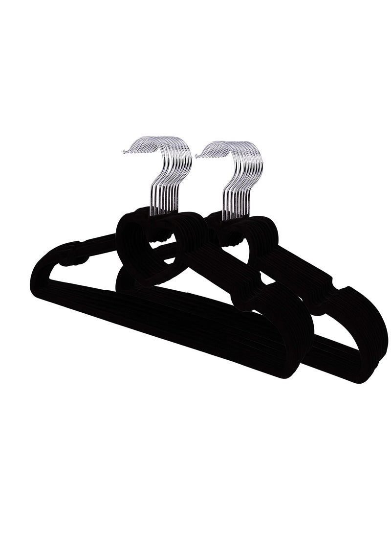 Set of 10 Velvet Hangers, Standard Non-Slip Heart-Shaped Clothes Hanger for Adults, 360 Degree Swivel Hooks, Felt Hangers, for Heavy Coats, Jackets, Office Suits, and Underwear, Black - Image 1
