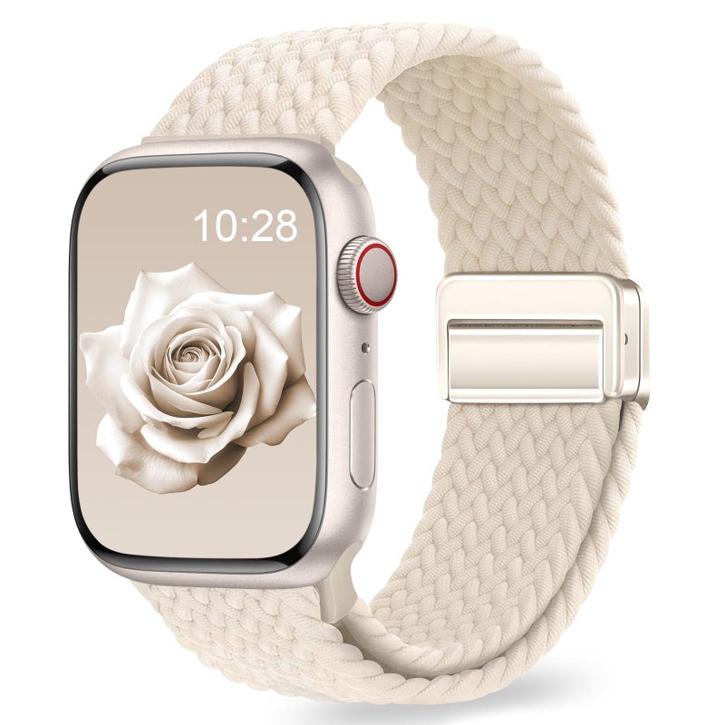 EVIE BAND Stretchy Braided Nylon Band Compatible with Apple Watch Bands 40mm 46mm 38mm 41mm 42mm 45mm 49mm Women Men, Magnetic Clasp Loop Sport Strap for iWatch Series 11 10 9 8 7 6 5 4 3 2 SE Ultra - Image 1