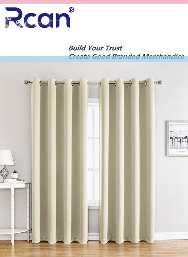 Rcan 2 Panels Blackout Curtains & Drapes for Living Room Thermal Insulation Grommet Blackout Curtain For Porch Hall Living Room Bedroom Outdoor 100X250CM - Image 1