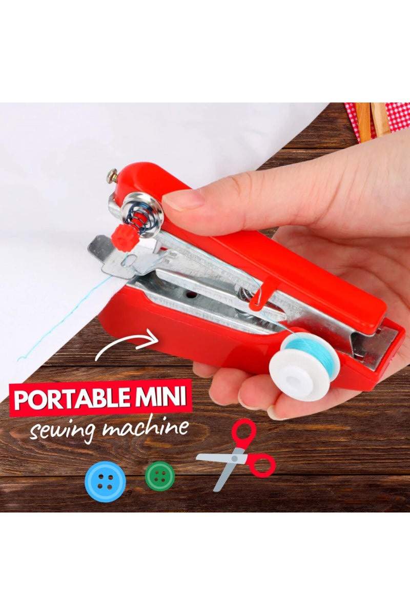 erorex Red Manual Sewing Machine Portable Mini Cordless Stitch Machines Useful For Diy Household Clothes Le